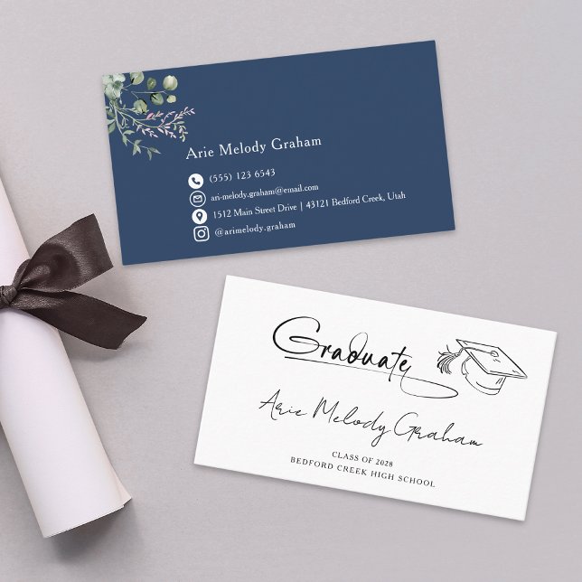 Modern Handwritten Script Graduate Name Card Visitkort (Skapare uppladdad)