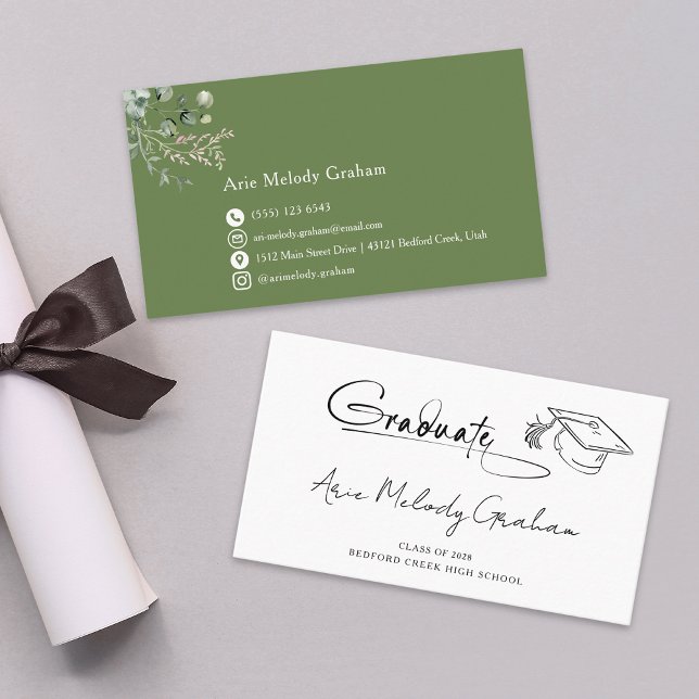 Modern Handwritten Script Graduate Name Card Visitkort (Skapare uppladdad)