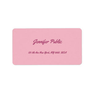 Modern Handwritten Script Text Elegant Pink Plain Adressetikett
