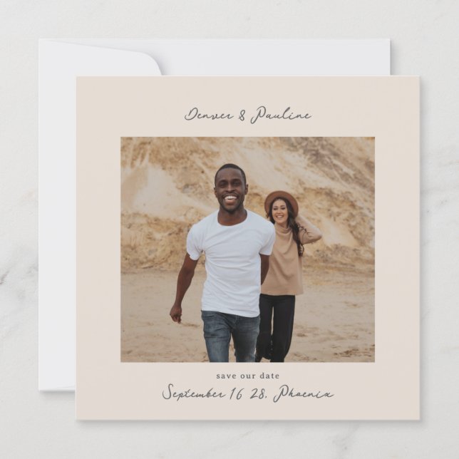 Modern Handwritten Square Photo Wedding  Spara Datumet (Framsida)