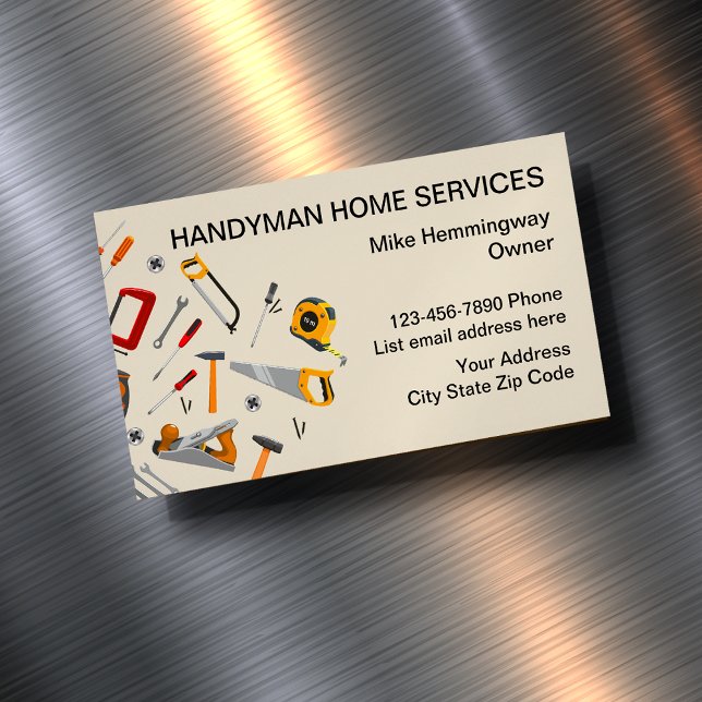 Modern Handyman Affärskort Magnets Magnetiska Visitkort (Skapare uppladdad)