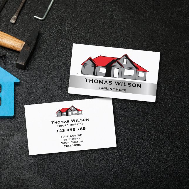 Modern Handyman Carpenter Verktyg Reparation Visitkort (modern house logo)