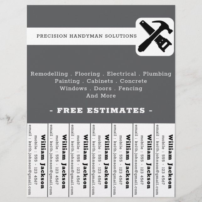Modern handyman construction custom logo reklamblad (Framsidan)