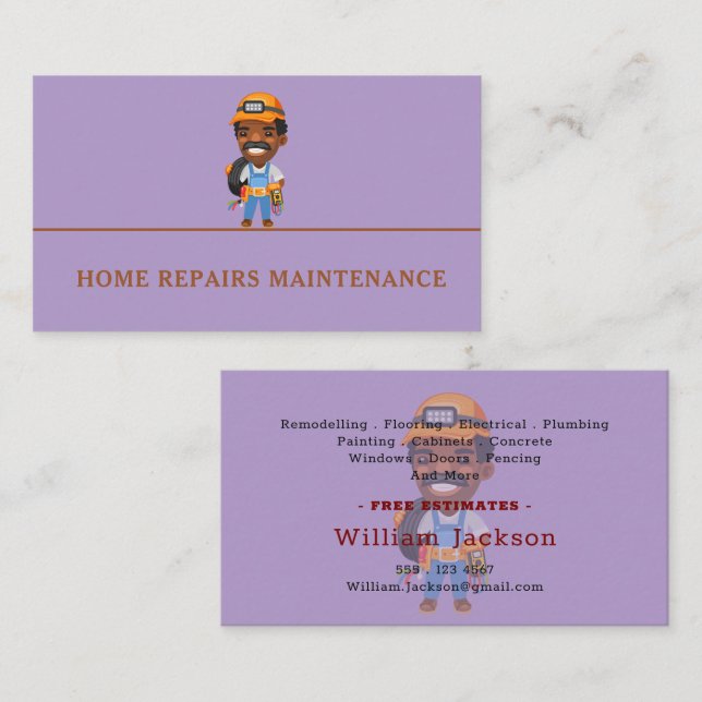 Modern handyman construction custom logo visitkort (Fram/baksida)