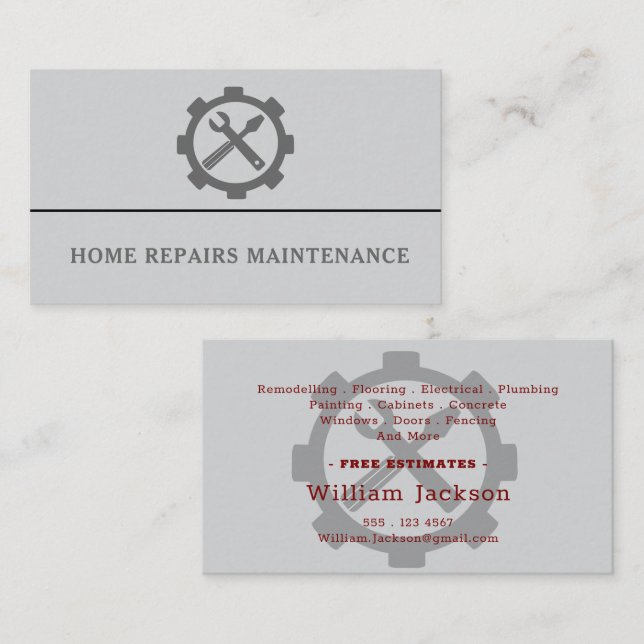Modern handyman construction custom logo visitkort (Fram/baksida)