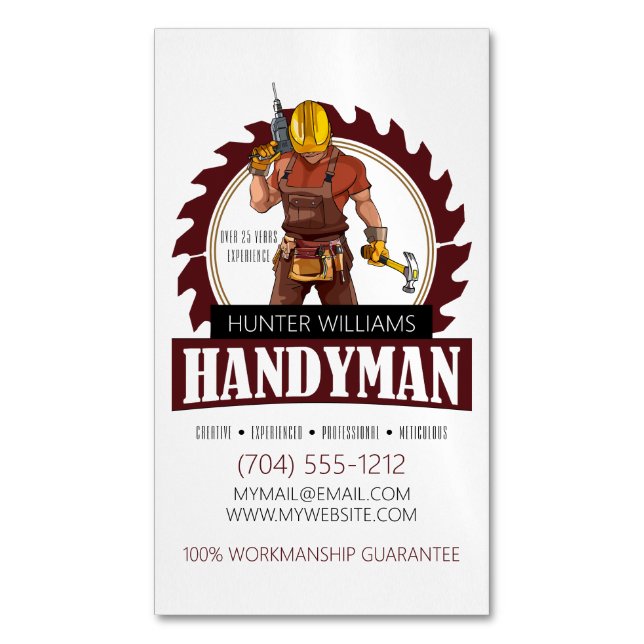 Modern Handyman Maintenance ConTRAR Verktyg Magnetiska Visitkort (Framsida vertikal)