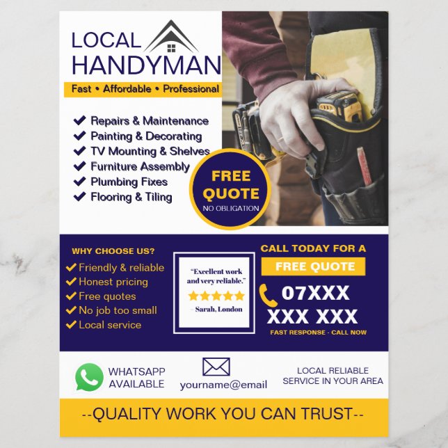Modern Handyman Service Folder Reklamblad (Framsidan)