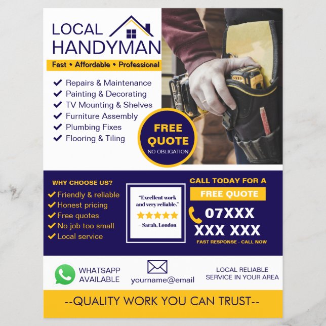 Modern Handyman Service Folder Reklamblad (Framsidan)