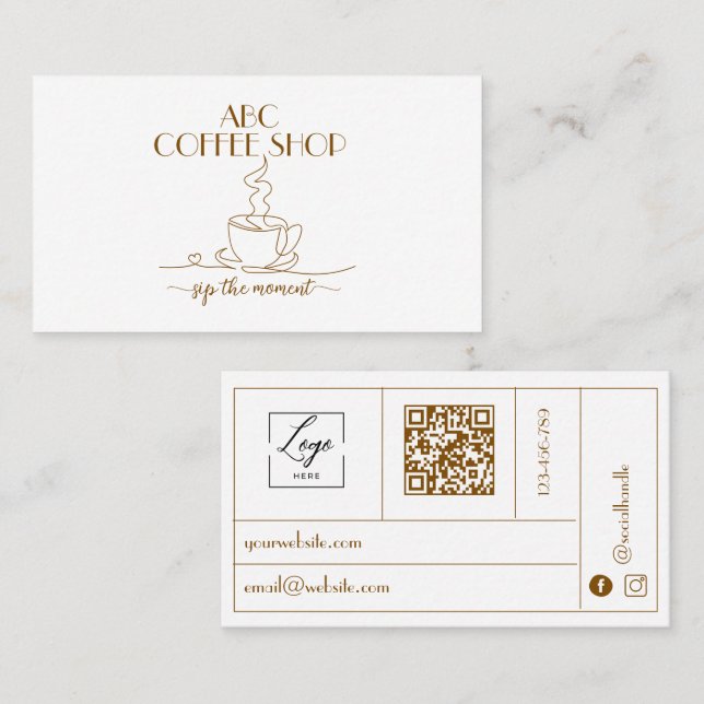 Modern hantverk LOGO QR-kod Kaffebar  Visitkort (Fram/baksida)