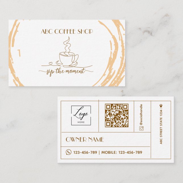 Modern hantverk LOGO QR-kod Kaffebar  Visitkort (Fram/baksida)