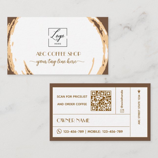 Modern hantverk LOGO QR-kod Kaffebutik  Visitkort (Fram/baksida)