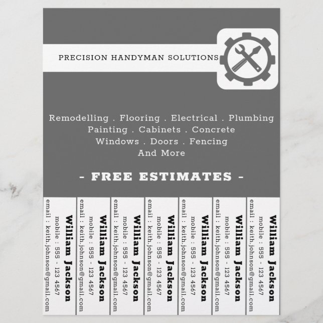 Modern hantverkare konstruktion anpassad logotyp reklamblad (Framsidan)