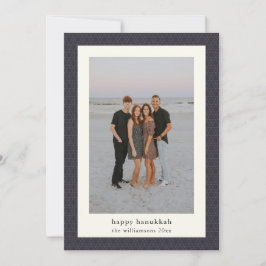 Modern Hanukah Star Elegant Navy Blue Photo Julkort