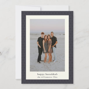 Modern Hanukah Star Elegant Navy Blue Photo Julkort