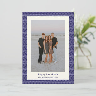 Modern Hanukah Star Line Elegant Blue Photo Julkort