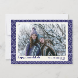 Modern Hanukah Star Line Mönster Blue PhoCard Julkort