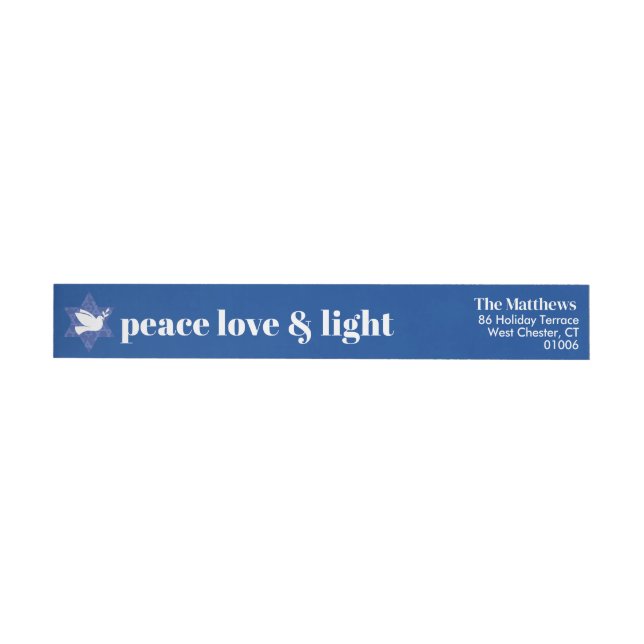 Modern Hanukkah Blue & White Wrap Around Label Etikettband (Individual)