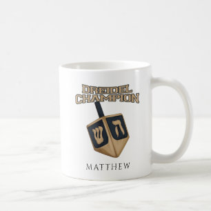 Modern Hanukkah Cute Dreidel Champion Festive Kaffemugg