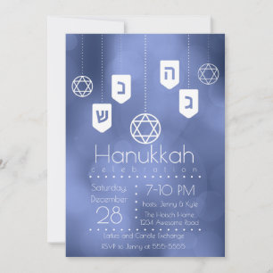 Modern Hanukkah Dreidels Party Inbjudningar