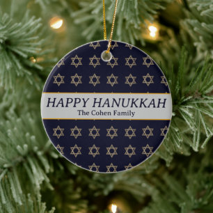 Modern Hanukkah-familjens foto med enkel Elegant Julgransprydnad Keramik