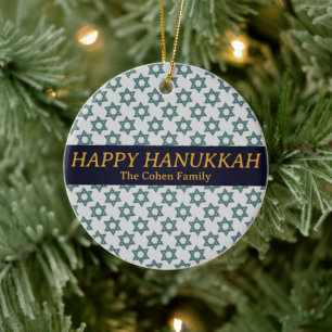 Modern Hanukkah-familjens foto med enkel Elegant Julgransprydnad Keramik
