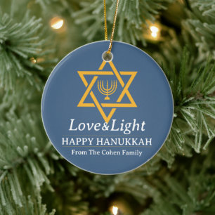 Modern Hanukkah-familjens foto med enkel Elegant Julgransprydnad Keramik