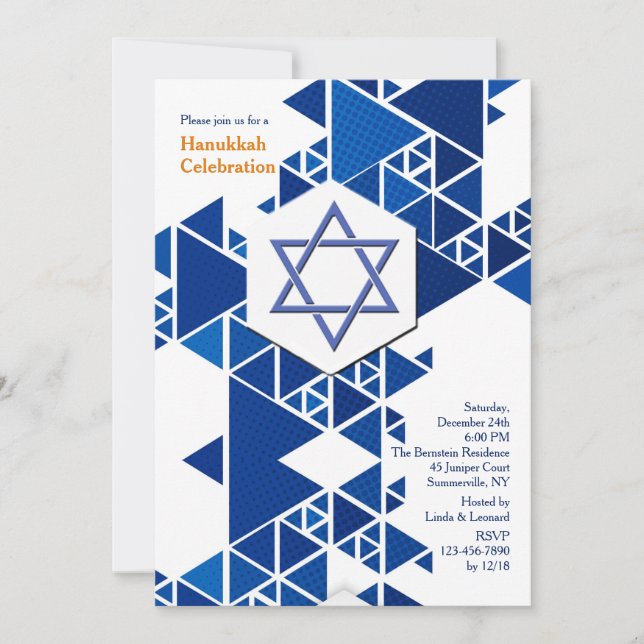 Modern Hanukkah-inbjudan Inbjudningar (Framsida)