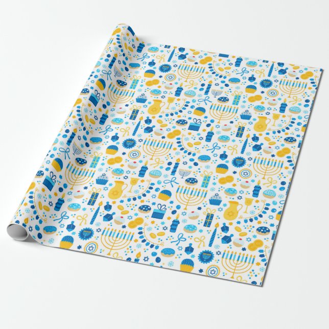 Modern Hanukkah-inslagspapper Presentpapper (Utrullad)