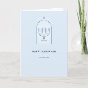 Modern Hanukkah-kort med menorah i linjekonst Helgkort