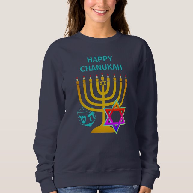 Modern Hanukkah LYCKLIG CHANUKAH T Shirt (Framsida)