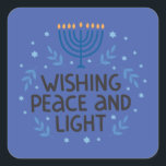 Modern Hanukkah Menorah Square Stickers Fyrkantigt Klistermärke<br><div class="desc">Snygg Hanukkah Blues med den här roligt typografin "Wishing" Menorah Square Sticker! 1, 5 x 1, 5 tum - även tillgängligt i 3-tums fyrkanter/cirklar</div>