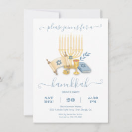 Modern Hanukkah Party watercolor Inbjudningar