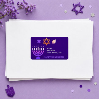 Modern Hanukkah-returadressetikett | Lila Adressetikett
