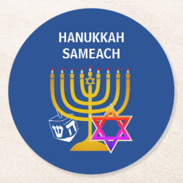 Modern HANUKKAH SAMEACH Underlägg Papper Rund