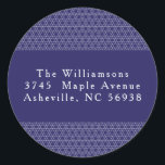 Modern Hanukkah Star Linjer Blue Returadress Runt Klistermärke<br><div class="desc">Modern Hanukkah Star Linjer Blue Returadress Classic Round Sticker</div>