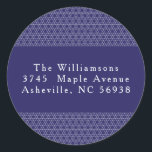 Modern Hanukkah Star Linjer Blue Returadress Runt Klistermärke<br><div class="desc">Modern Hanukkah Star Linjer Blue Returadress Classic Round Sticker</div>