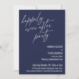 Modern Happily Ever After-fest Navy Mottagning Inbjudningar