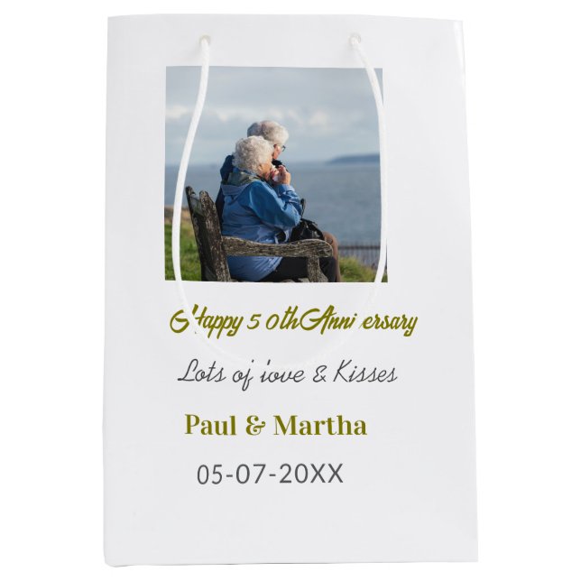 Modern happy 50th anniversary add name date photo  (Framsidan)