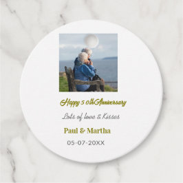 Modern happy 50th anniversary add name date photo  gåvor etiketter