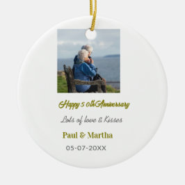 Modern happy 50th anniversary add name date photo  julgransprydnad keramik