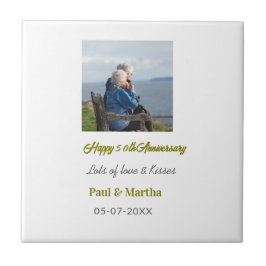 Modern happy 50th anniversary add name date photo  kakelplatta