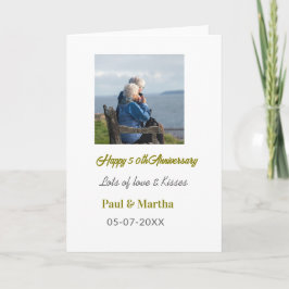 Modern happy 50th anniversary add name date photo  kort
