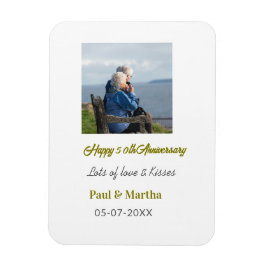 Modern happy 50th anniversary add name date photo  magnet