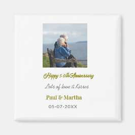 Modern happy 50th anniversary add name date photo  magnet