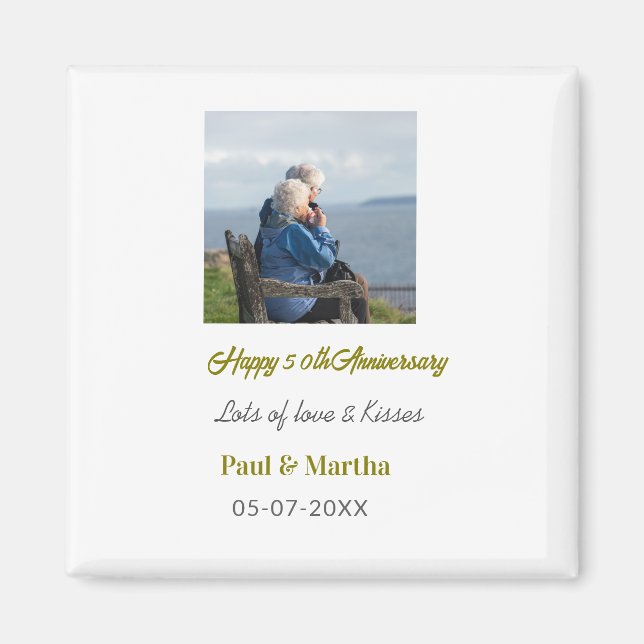 Modern happy 50th anniversary add name date photo  magnet (Framsidan)