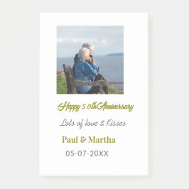 Modern happy 50th anniversary add name date photo  post-it block