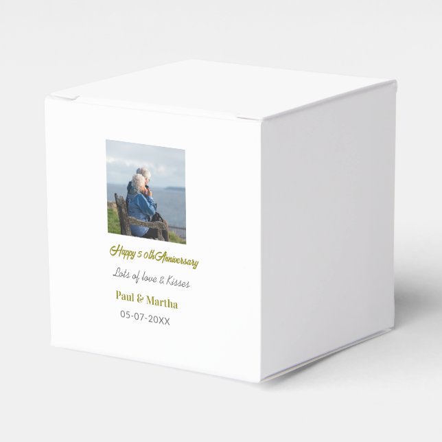 Modern happy 50th anniversary add name date photo  presentaskar (Framsidan Sidan)