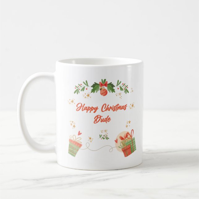 Modern Happy Christmas Dude Postcard with Festive  Kaffemugg (Vänster)