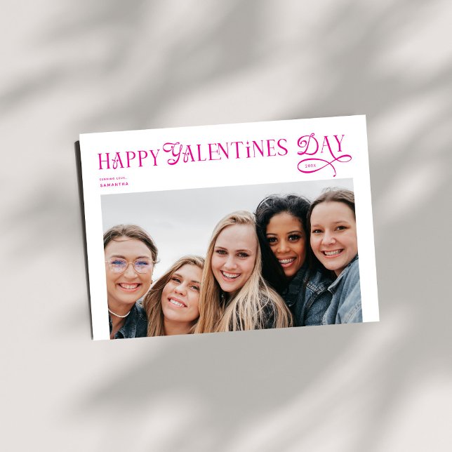 Modern Happy Galentines Day Bestfriends Photo  Julkort (Skapare uppladdad)