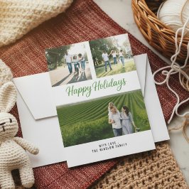 Modern Happy Holiday Photo Collage Card | Elegant Julkort